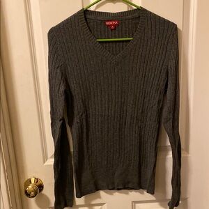 Women’s dark gray v-neck sweater